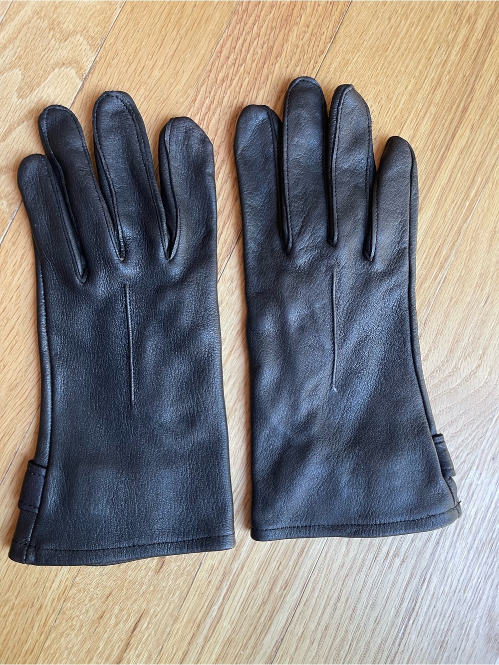 Genuine Deerskin Leather Gloves Black L Strap Detail